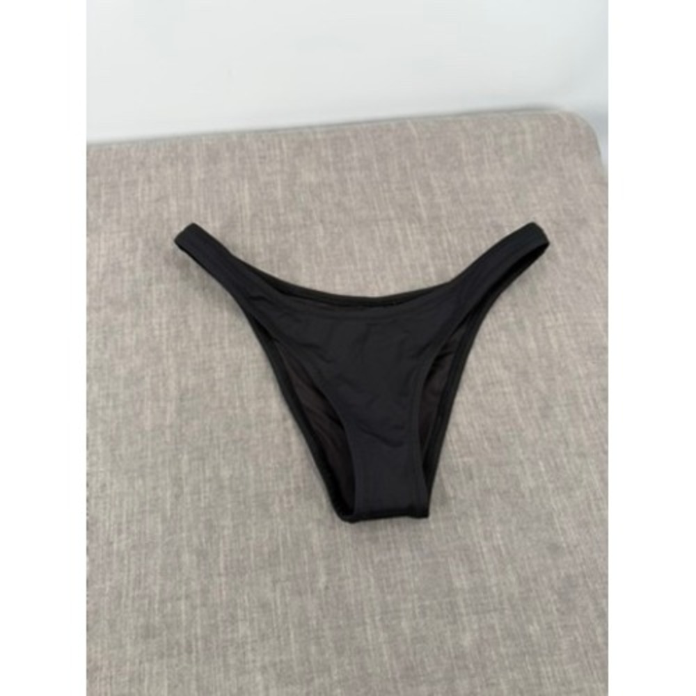 SKIMS Recycled Swim Cheeky Tanga Bikini Bottom Onyx Black Size M Medium NWT
